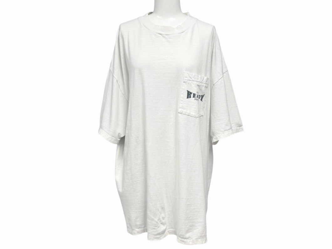 READY MADE レディメイド 24SS 半袖 ポケットTシャツ ロゴプリント RE-CO-WH-00-00-277 ホワイト サイズXL 美品 中古 4b006722