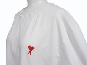 Ami Paris アミ パリス ロゴ 半袖Tシャツ ホワイト ハート刺繍 コットン 美品 中古 4b006726