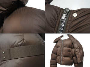 極美品 RICK OWENS リックオウエンス Funnel Neck Padded Jacket ファンネルネック ダウンジャケット YZERR着用 ブラウン サイズ48 中古 4b005879