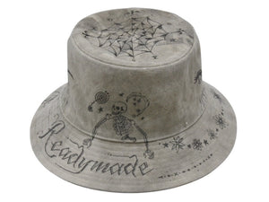 極美品 READYMADE×Dr. WOO レディメイド ドクターウー BUCKET HAT TATOO バケットハット 23AW REDW-CO-WH-00-00-03 グレー 中古 4b006738cfzs