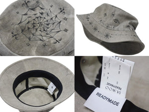 極美品 READYMADE×Dr. WOO レディメイド ドクターウー BUCKET HAT TATOO バケットハット 23AW REDW-CO-WH-00-00-03 グレー 中古 4b006738cfzs