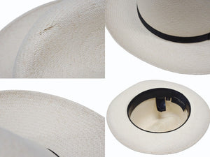 KIJIMA TAKAYUKI キジマタカユキ ハット S-181202 ホワイト ブラック シルク レザー Panama hat plant サイズ2 美品 中古 4b006739