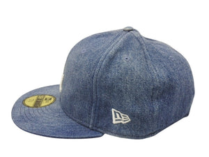 NEW ERA ニューエラ LA ロサンゼルスドジャース キャップ 帽子 デニム ポリエステル ブルー サイズ7 3/8 (58.7cm) 美品 中古 4b006740