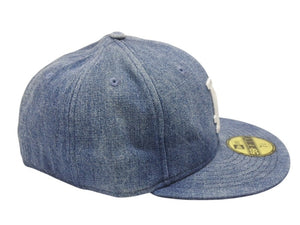 NEW ERA ニューエラ LA ロサンゼルスドジャース キャップ 帽子 デニム ポリエステル ブルー サイズ7 3/8 (58.7cm) 美品 中古 4b006740