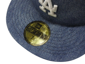 NEW ERA ニューエラ LA ロサンゼルスドジャース キャップ 帽子 デニム ポリエステル ブルー サイズ7 3/8 (58.7cm) 美品 中古 4b006740