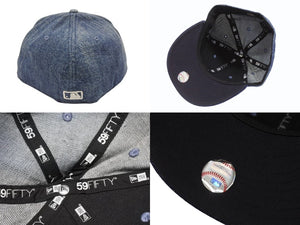 NEW ERA ニューエラ LA ロサンゼルスドジャース キャップ 帽子 デニム ポリエステル ブルー サイズ7 3/8 (58.7cm) 美品 中古 4b006740