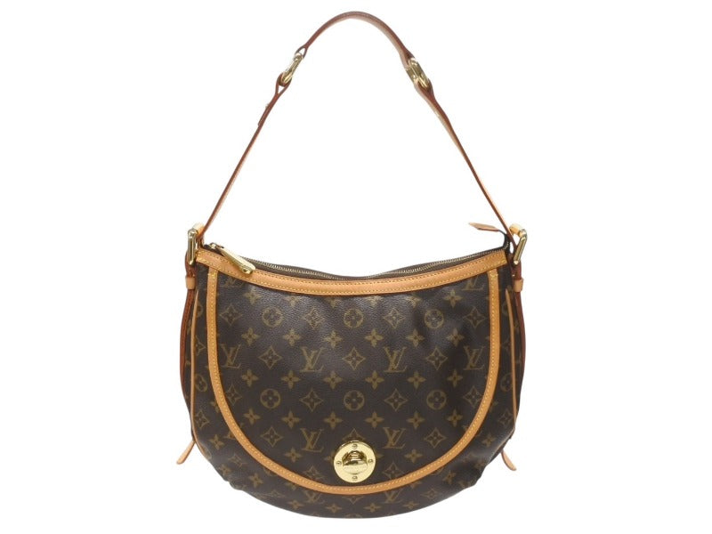 極美品 LOUIS VUITTON ルイヴィトン トゥラムGM ショルダーバッグ M40075 モノグラム ブラウン ゴールド金具 中古 4b006753