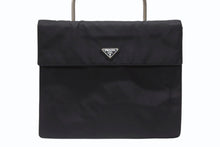 Load image into Gallery viewer, PRADA プラダ ハンドバッグ トライアングルロゴ B7003 メタルハンドル テスート ブラック 美品 中古 4b006760