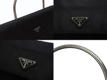 Load image into Gallery viewer, PRADA プラダ ハンドバッグ トライアングルロゴ B7003 メタルハンドル テスート ブラック 美品 中古 4b006760