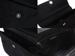 PRADA プラダ ハンドバッグ トライアングルロゴ B7003 メタルハンドル テスート ブラック 美品 中古 4b006760