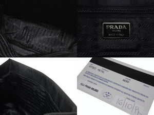 PRADA プラダ ハンドバッグ トライアングルロゴ B7003 メタルハンドル テスート ブラック 美品 中古 4b006760