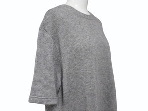PRADA プラダ 19AW 半袖ニットTシャツ トップス P24U0R サイズ40 トライアングルパッチ グレー カシミヤ 美品 中古 4b006762