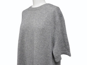 PRADA プラダ 19AW 半袖ニットTシャツ トップス P24U0R サイズ40 トライアングルパッチ グレー カシミヤ 美品 中古 4b006762