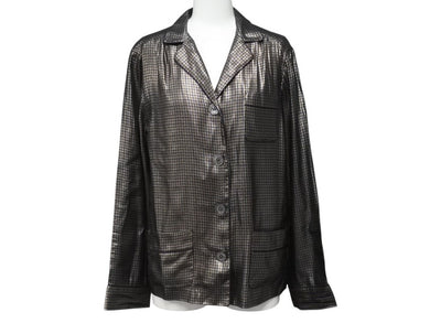 MARC JACOBS マークジェイコブス 13FW メタリックチェックパジャマシャツ W21316630 千鳥格子 シルク サイズ4 美品 中古 4b006764