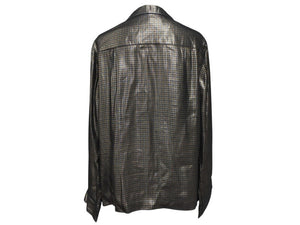 MARC JACOBS マークジェイコブス 13FW メタリックチェックパジャマシャツ W21316630 千鳥格子 シルク サイズ4 美品 中古 4b006764