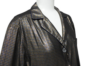 MARC JACOBS マークジェイコブス 13FW メタリックチェックパジャマシャツ W21316630 千鳥格子 シルク サイズ4 美品 中古 4b006764