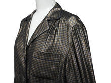 Load image into Gallery viewer, MARC JACOBS マークジェイコブス 13FW メタリックチェックパジャマシャツ W21316630 千鳥格子 シルク サイズ4 美品 中古 4b006764