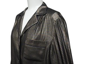 MARC JACOBS マークジェイコブス 13FW メタリックチェックパジャマシャツ W21316630 千鳥格子 シルク サイズ4 美品 中古 4b006764