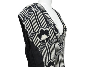 PRADA プラダ ニット ロングワンピース P3F95 サンプル品 ジョーゼット ジャガード ホワイト ブラック 美品 中古 4b006765