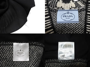 PRADA プラダ ニット ロングワンピース P3F95 サンプル品 ジョーゼット ジャガード ホワイト ブラック 美品 中古 4b006765