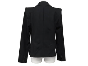 極美品 MARC JACOBS マークジェイコブス ダブルテーラードジャケット AS0204 サイズ2 ストライプ ウール ブラック ショート丈 中古 4b006766