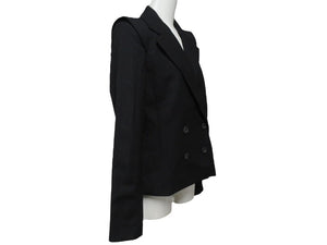 極美品 MARC JACOBS マークジェイコブス ダブルテーラードジャケット AS0204 サイズ2 ストライプ ウール ブラック ショート丈 中古 4b006766