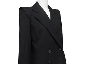 極美品 MARC JACOBS マークジェイコブス ダブルテーラードジャケット AS0204 サイズ2 ストライプ ウール ブラック ショート丈 中古 4b006766