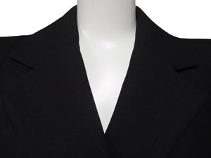 極美品 MARC JACOBS マークジェイコブス ダブルテーラードジャケット AS0204 サイズ2 ストライプ ウール ブラック ショート丈 中古 4b006766