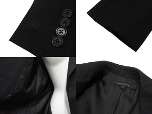 極美品 MARC JACOBS マークジェイコブス ダブルテーラードジャケット AS0204 サイズ2 ストライプ ウール ブラック ショート丈 中古 4b006766