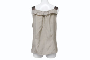 MIUMIU ミュウミュウ 06SS ノースリーブ チュニック トップス MT572 HAO シルク ベージュ ブラウン サイズ42 美品 中古 4b006768