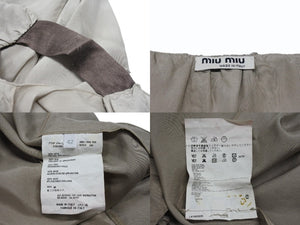 MIUMIU ミュウミュウ 06SS ノースリーブ チュニック トップス MT572 HAO シルク ベージュ ブラウン サイズ42 美品 中古 4b006768