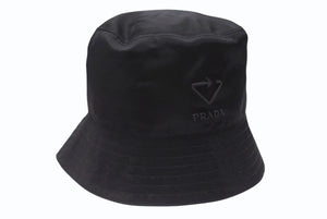極美品 PRADA プラダ バケットハット トライアングルロゴ RE NYLON 2HC137 リサイクルポリミアド ブラック サイズS 中古 4b006769