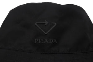 極美品 PRADA プラダ バケットハット トライアングルロゴ RE NYLON 2HC137 リサイクルポリミアド ブラック サイズS 中古 4b006769
