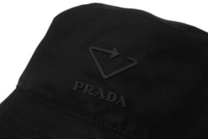 極美品 PRADA プラダ バケットハット トライアングルロゴ RE NYLON 2HC137 リサイクルポリミアド ブラック サイズS 中古 4b006769