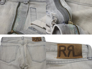 RRL ダブルアールエル デニムパンツ RRL Skinny Fit Japan Woven Selvedge Denim フェード グレー 27 21599 美品 中古 4b006775