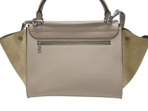 極美品 CELINE セリーヌ ハンドバッグ 2WAY ショルダーバッグ トラペーズ ベージュ レザー シルバー金具 中古 4b006803