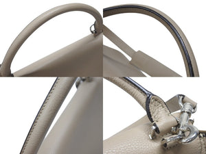 極美品 CELINE セリーヌ ハンドバッグ 2WAY ショルダーバッグ トラペーズ ベージュ レザー シルバー金具 中古 4b006803