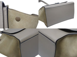極美品 CELINE セリーヌ ハンドバッグ 2WAY ショルダーバッグ トラペーズ ベージュ レザー シルバー金具 中古 4b006803