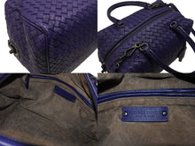 Load image into Gallery viewer, 極美品 BOTTEGA VENETA ボッテガヴェネタ イントレチャート 2WAY ミニ ボストンバッグ パープル ブルー 中古 4b006804