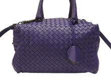 Load image into Gallery viewer, 極美品 BOTTEGA VENETA ボッテガヴェネタ イントレチャート 2WAY ミニ ボストンバッグ パープル ブルー 中古 4b006804