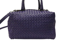 Load image into Gallery viewer, 極美品 BOTTEGA VENETA ボッテガヴェネタ イントレチャート 2WAY ミニ ボストンバッグ パープル ブルー 中古 4b006804