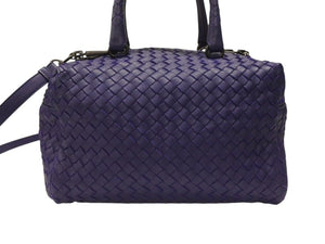 極美品 BOTTEGA VENETA ボッテガヴェネタ イントレチャート 2WAY ミニ ボストンバッグ パープル ブルー 中古 4b006804