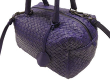 Load image into Gallery viewer, 極美品 BOTTEGA VENETA ボッテガヴェネタ イントレチャート 2WAY ミニ ボストンバッグ パープル ブルー 中古 4b006804