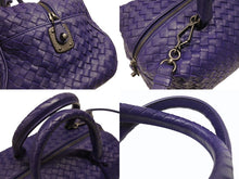 Load image into Gallery viewer, 極美品 BOTTEGA VENETA ボッテガヴェネタ イントレチャート 2WAY ミニ ボストンバッグ パープル ブルー 中古 4b006804