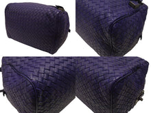 Load image into Gallery viewer, 極美品 BOTTEGA VENETA ボッテガヴェネタ イントレチャート 2WAY ミニ ボストンバッグ パープル ブルー 中古 4b006804