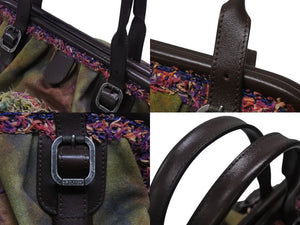 極美品 CHANEL シャネル エンブロイダリー グラフィティ がま口 ハンドバッグ カーキ A92791 アンティークシルバー金具 中古 4b006808