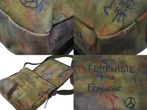 極美品 CHANEL シャネル エンブロイダリー グラフィティ ショルダーバッグ A92789 ココマーク 21番台 カーキ 中古 4b006809