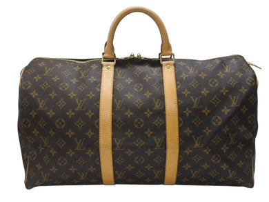 極美品 LOUIS VUITTON ルイヴィトン キーポル50 ボストンバッグ M41426 モノグラムキャンバス ブラウン ゴールド金具 中古 4b006810