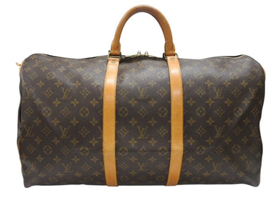 LOUIS VUITTON ルイヴィトン キーポル55 ボストンバッグ M41424 モノグラム PVC ヌメ革 ブラウン 美品 中古 4b006812