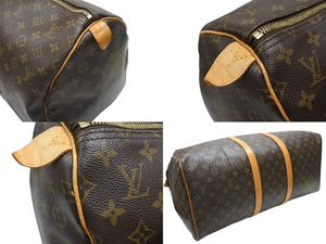 LOUIS VUITTON ルイヴィトン キーポル55 ボストンバッグ M41424 モノグラム PVC ヌメ革 ブラウン 美品 中古 4b006812